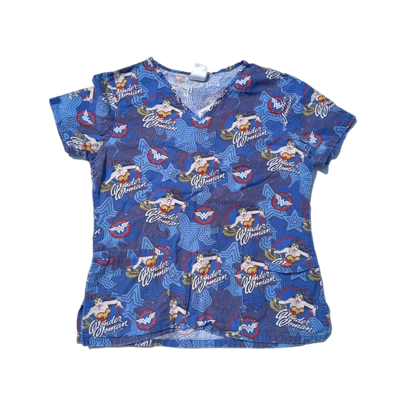 Wonder woman blue scrub top size small - Picture 4 of 10